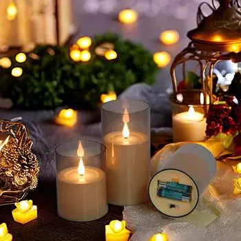 Мерцающие беспламенные светодиодные свечи, лампа-сказка с дистанционным управлением, электронная свеча для украшения дома, водонепроницаемая