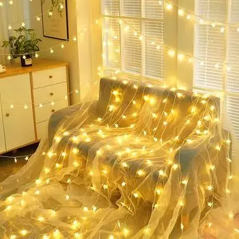 Мерцающие звездные гирлянды: Красочные, мигающие звезды для украшения дня рождения, кемпинга на открытом воздухе и многого другого