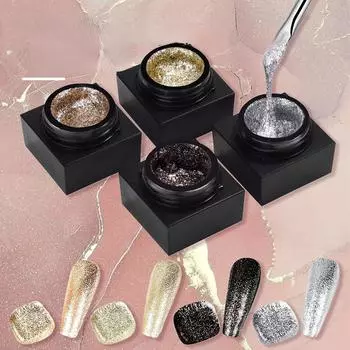 Мерцающий лак для ногтей, гель, окрашенный гель для ногтей, блестящий УФ-гель для дизайна ногтей, сделай сам, маникюр, дизайн ногтей золотой
