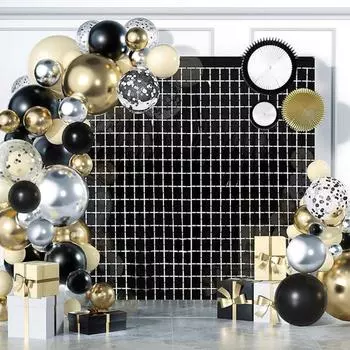 Мерцающий настенный фон, квадратный фон-занавес, 2 шт. 100x200 см, фон-серпантин для украшения вечеринки золотой