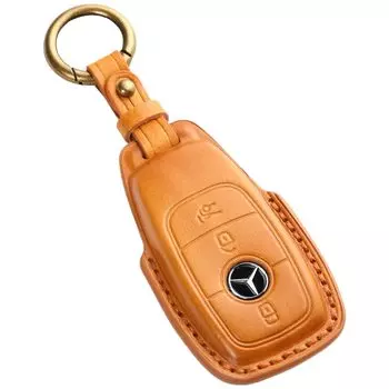 Mercedes Benz AMG A Class B Class C Class E Class GL Class GLB GLC GLE Чехол для ключа из натуральной кожи Роскошный чехол для ключа [smasol] (3D / Тип-E Верблюд)