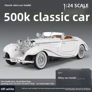 Mercedes Classic Benz 500k Alloy Model Car Toy With Sound Light For Play Kids White