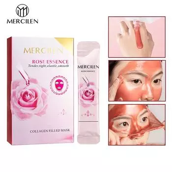 MERCILEN 10 шт., мягкая маска с коллагеновым наполнением и эссенцией розы, укрепляющая, лифтинговая, увлажняющая и увлажняющая отшелушивающая маска мазкового типа