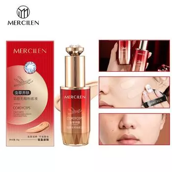 MERCILEN Cordyceps Skin Nourishing Feather Flawless Foundation 30 г Увлажняющий консилер, осветляющий стойкий несмываемый макияж BB-крем