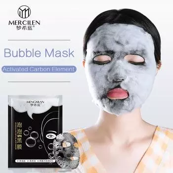 MERCILEN Дыхательная пузырьковая маска с бамбуковым углем, очищающая, глубоко впитывающая, очищает поры, освежающая и увлажняющая, 30 мл маска для лица