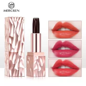 MERCILEN Трехцветная оранжевая/красная/розово-красная помада, крутой женский стиль для женщин, водонепроницаемая помада 3 в 1 с чашкой без погружения