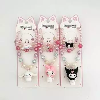 Mercy Bonbon Sanrio My Melody Cinnamon Roll Kuromi ожерелье браслет кольцо 3D набор персонажей, популярный персонаж в Корее