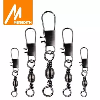 Meredith 50 шт./лот, соединительный штифт для рыбалки, подшипник, вертлюг из нержавеющей стали с оснасткой, рыболовный крючок, приманка, аксессуары для снастей 8# 35mm 14kg