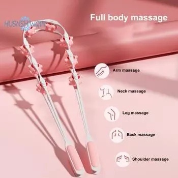 Меридиан, релаксация мышц, массажный ролик для тела, 8 шариков, эргономичная ручка, роликовый тип, массажер с ремнем на спине, красота, здоровье синий