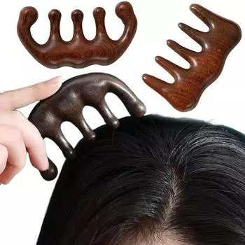 Meridian Scrapping Расческа для волос с широкими зубцами Деревянная массажная щетка для кожи головы Инструмент для ухода за волосами 04