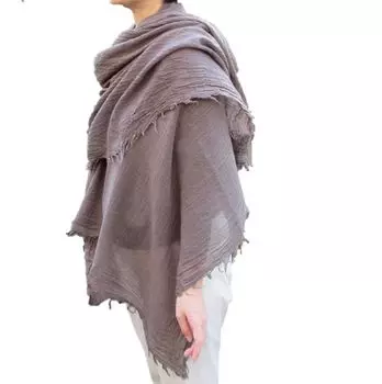 Мериносовая шерсть однотонная большого размера не толстая марля 110 x 200 бахрома кашемировый стиль по всей поверхности 100% осень/зима мужская женская [.мир] (серый)