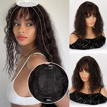 MERISHAIR женские модные короткие волнистые наращивание волос с челкой синтетические термостойкие волокна сменные блоки волос