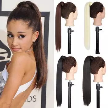 MERISIHAIR 22 34 Длинный прямой зажим для волос в хвосте Натуральный искусственный хвост Наращивание волос с заколками Высокотемпературное волокно Синтетический хвост 22inches&China