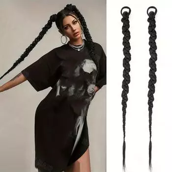 MERISIHAIR 2 шт. Синтетический длинный плетеный хвост с эластичной веревкой для волос Спиральная коса Конский хвост для женщин 60cm