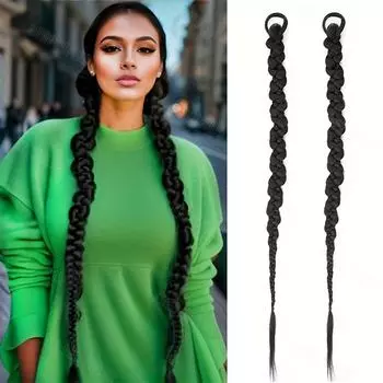 MERISIHAIR 2 шт. синтетический длинный прямой парик с хвостиком, удлиненный эластичный витой парик с хвостиком для женщин, косплей и повседневная одежда 60cm