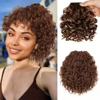 MERISIHAIR 2 шт. синтетический небрежный пучок волос кусок свободный волнистый вьющийся шнурок конский хвост и заколка вьющаяся челка для женщин повседневная одежда 20cm