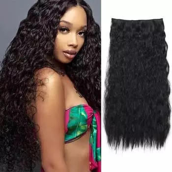 MERISIHAIR 5 Термостойкий парик из синтетического волокна на клипсах, 22/32 дюйма, цельный, темно-каштановые волосы