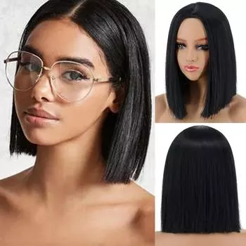 MERISIHAIR 613 Блондинка Синтетические парики Короткие прямые парики Боб для женщин Средняя часть Натуральные черные, красные, розовые, оранжевые волосы для косплея 14inches&China