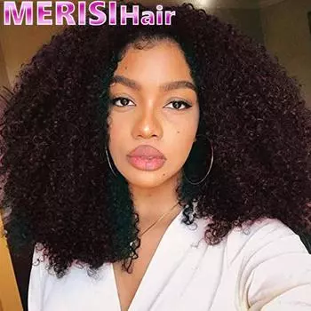 MERISIHAIR Афро-кудрявый вьющийся парик для женщин, 5 цветов в наличии, натуральные афро-высокотемпературные волосы, синтетические парики средней длины