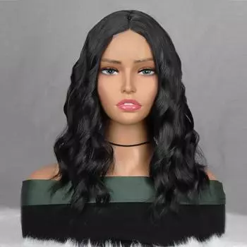MERISIHAIR, черный, синий, натуральный волнистый парик средней длины без челки, кружевные передние парики из синтетического волокна для женщин, повседневная одежда 14inches