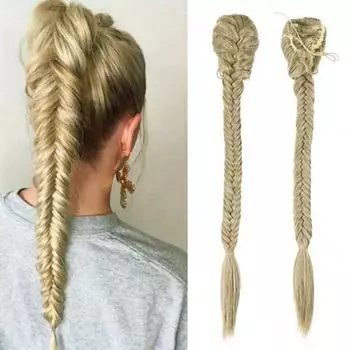 MERISIHAIR длинные прямые синтетические плетеные рыбий хвост заколка для наращивания волос шнурок хвост аксессуары для волос для женщин повседневный косплей
