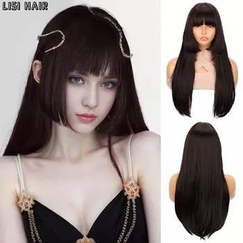 MERISIHAIR Длинные волосы принцессы, синтетический прямой парик с челкой, термостойкие волокна, парики для женщин, повседневные вечерние 52cm