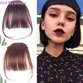 MERISIHAIR HAIR 6 дюймов, 4 цвета, заколка для волос, челка, аксессуары для волос, синтетическая накладная челка, заколка для наращивания волос