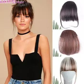 MERISIHAIR извращенные вьющиеся накладные челки, шпилька для наращивания натуральных синтетических волос, часть для наращивания натуральных волос с челкой 2-30