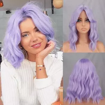 MERISIHAIR Короткий боб, фиолетовый, синтетический парик Жен. Челка, темно-синий, розовый, черный, парик, Лолита, для вечеринки, косплей, на каждый день, натуральные волосы