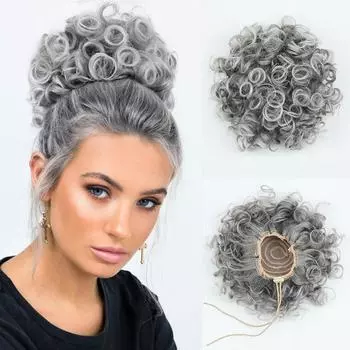 MERISIHAIR Messy Bun Hair Piece Synthetic Elastic Drawstring Loose Curly Ponytail Hair Extensions Hair Bun For Women Daily Quick Wear 25cm