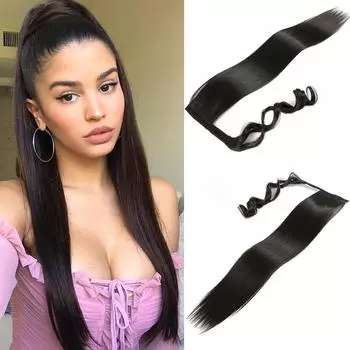 MERISIHAIR натуральный синтетический наращивающий хвост, заколка для волос, черная косичка с запахом, блондинка, конский хвост, прическа 55 cm