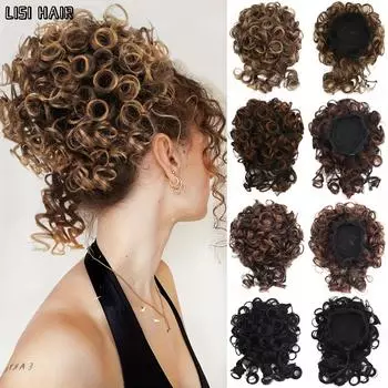 MERISIHAIR Небрежный пучок для волос, эластичный шнурок, свободный большой вьющийся короткий пучок, синтетический хвостик, наращивание волос, пучок для женщин, повседневное использование 25cm