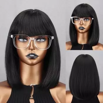 MERISIHAIR прямые парики средней длины с челкой, хвостовая часть, внутренняя пряжка, коричневый, золотой для женщин, искусственные синтетические парики 6-26