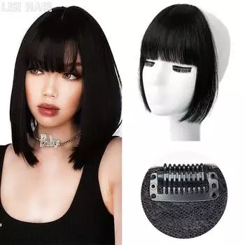MERISIHAIR синтетическая челка с челкой, накладные волосы на клипсе, короткая прямая шиньон, аккуратная челка спереди, парик для женщин 20cm