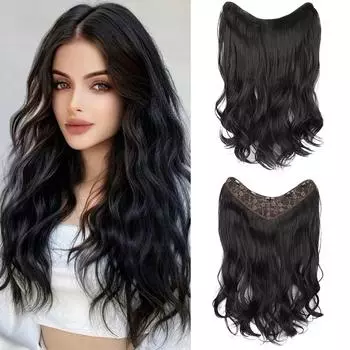 MERISIHAIR Синтетическая голова полупарик V-образный клип накладные волосы один кусок длинный толстый шиньон большой волнистый шиньон для женщин 50cm