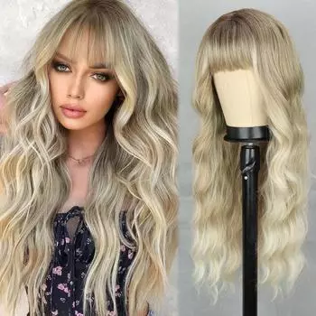 MERISIHAIR синтетические длинные волнистые парики с наращиванием челки натуральный светлый блондин парик из высокотемпературного волокна для женщин косплей 65cm