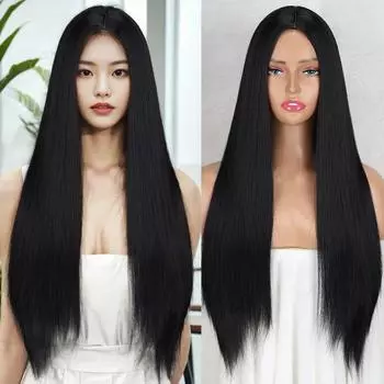 MERISIHAIR Синтетические европейские и американские черные длинные волосы, ручная заплетка, крутая коса, химическое волокно, большая коса, парик, двойная коса на голове 60cm