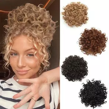 MERISIHAIR синтетические короткие беспорядочные волосы в пучках, эластичный шнурок, свободный большой вьющийся хвост, наращивание, блондинка для женщин, парик для повседневного ношения 25cm