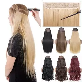 MERISIHAIR синтетические натуральные без зажимов невидимая проволока для наращивания длинных светлых прямых волос для женщин 55 CM