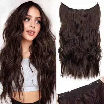 MERISIHAIR синтетические невидимые накладные волосы с 4 зажимами длинные пляжные волны накладные волосы прозрачный регулируемый ободок 50cm