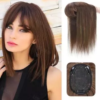 MERISIHAIR Синтетические прямые волосы с 3 зажимами для наращивания волос Натуральные шиньоны для женщин с челкой Повседневная одежда 35cm