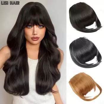 MERISIHAIR Синтетические прямые волосы с челкой, 2 заколки для наращивания волос, аккуратная передняя накладная бахрома, накладная шиньон для женщин, для вечеринок 20cm