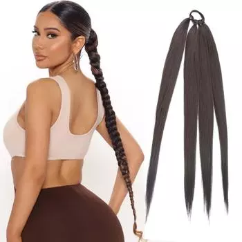 MERISIHAIR синтетические яки длинные наращивания хвоста боксерские косы 26 дюймов черно-коричневые обертывание вокруг хвоста с резинкой 65 cm