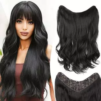 MERISIHAIR синтетические волосы на заколках для наращивания, длинные волнистые слоистые волосы в форме буквы V, цельные волосы, 5 заколок для женщин на каждый день 50cm