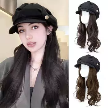 MERISIHAIR синтетический берет и шляпа рыбака парик удлиненный длинный волнистый парик для женщин ежедневная вечеринка 50cm