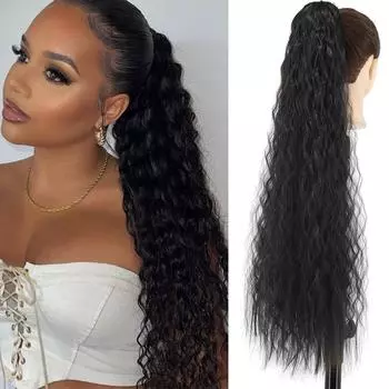 MERISIHAIR Синтетический длинный кукурузный волнистый хвостик шиньон 55 85 см заколка для волос с запахом вокруг черного цвета Ombre Светлые волосы для наращивания хвоста 55 cm