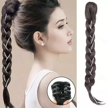 MERISIHAIR Синтетический длинный плетеный хвостик, наращивание волос, плетеный хвост с когтями, высокотемпературный искусственный хвост для женщин, повседневная одежда для вечеринок 50cm