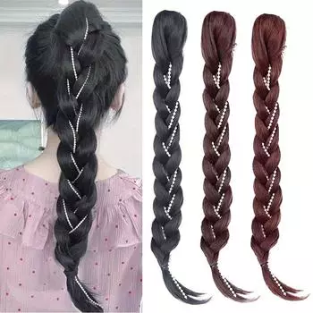 MERISIHAIR Синтетический длинный плетеный хвостик, наращивание волос, плетеный хвост с когтями, высокотемпературная искусственная коса для женщин, повседневный косплей 50cm