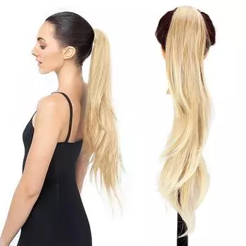 MERISIHAIR Синтетический хвостик на заколке, 22 дюйма, парик с хвостиком для женщин, длинный прямой вьющийся хвостик, шиньон 55cm