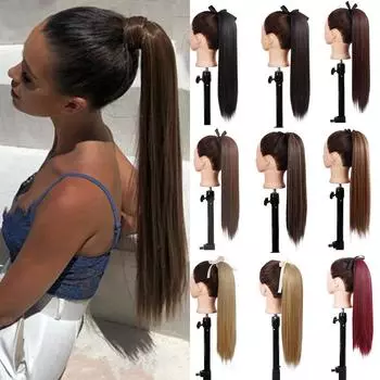 MERISIHAIR Синтетический хвостик, термостойкое волокно, прямая заколка для наращивания волос, 17 цветов, коричневый, черный 22inches&China